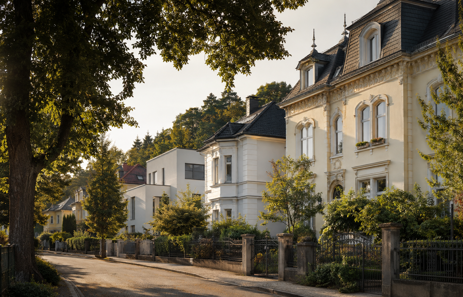 Gepflegte Wohnlage mit historischer Villa als Grundlage einer fundierten Immobilienbewertung